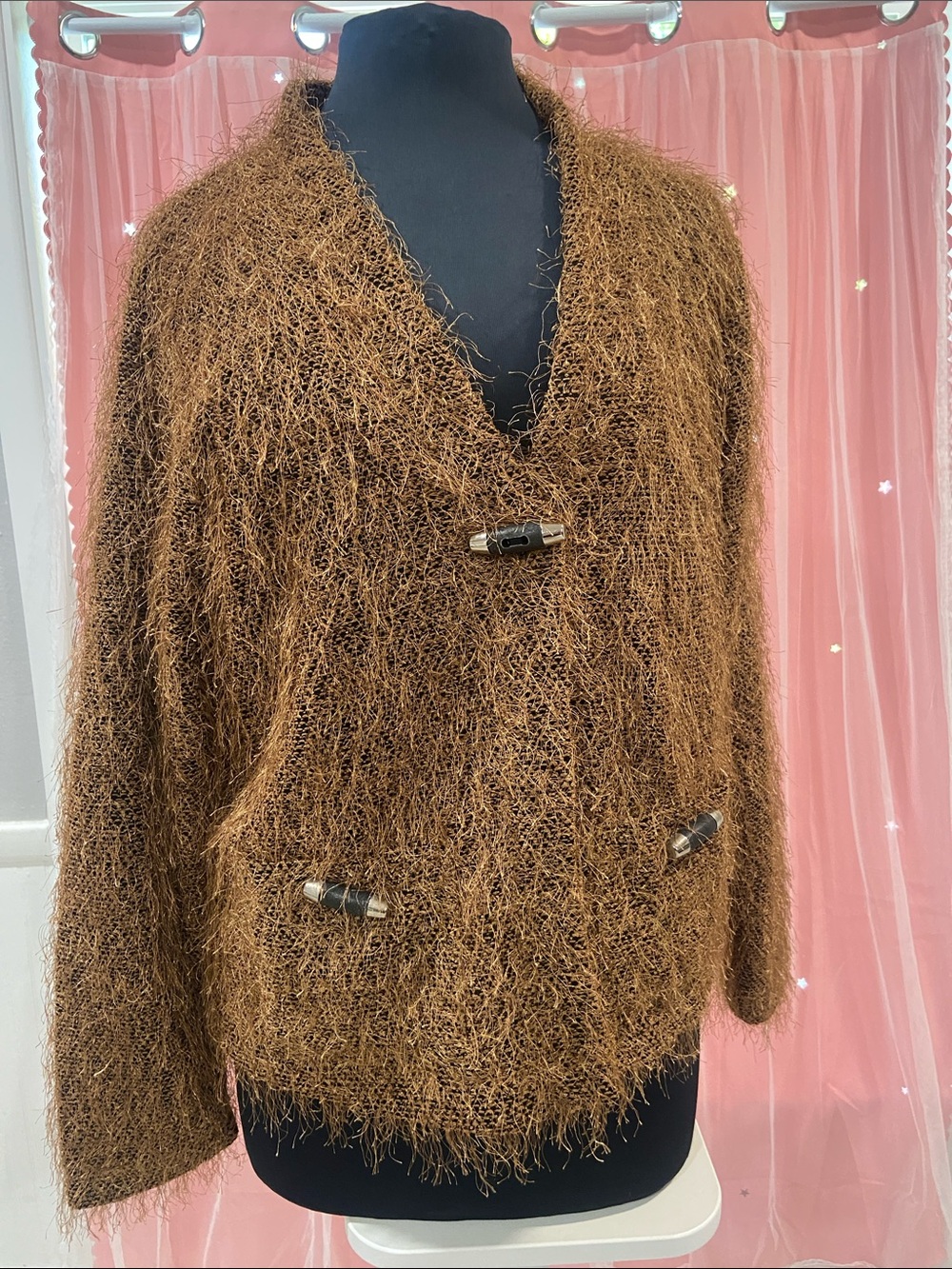 jamie sadock Brown Fuzzy Toggle Teddy Jacket size M